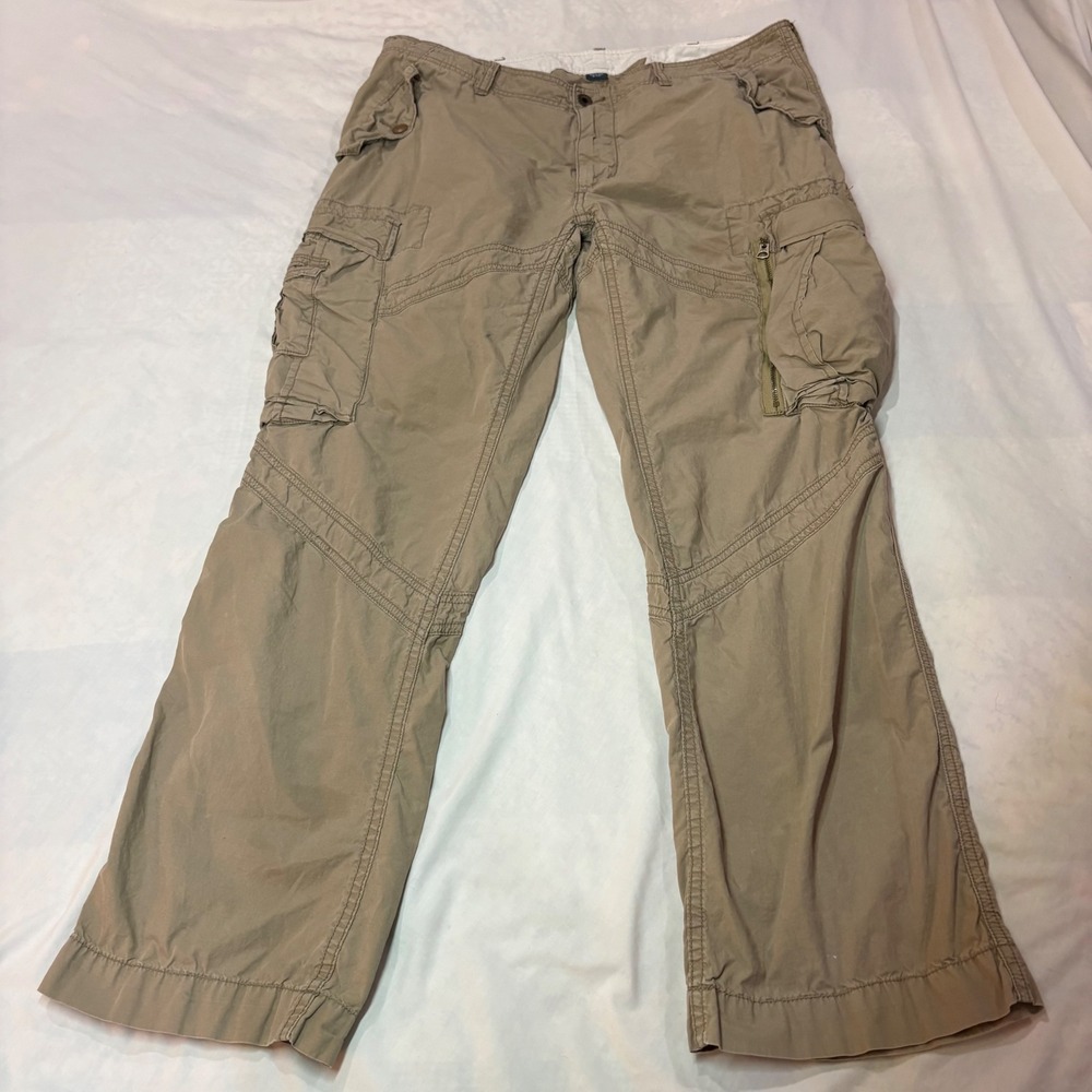 Polo Ralph Lauren Mens 38x32 Tan Ripstop Cargo Pants RL-067 Straight Leg Utility